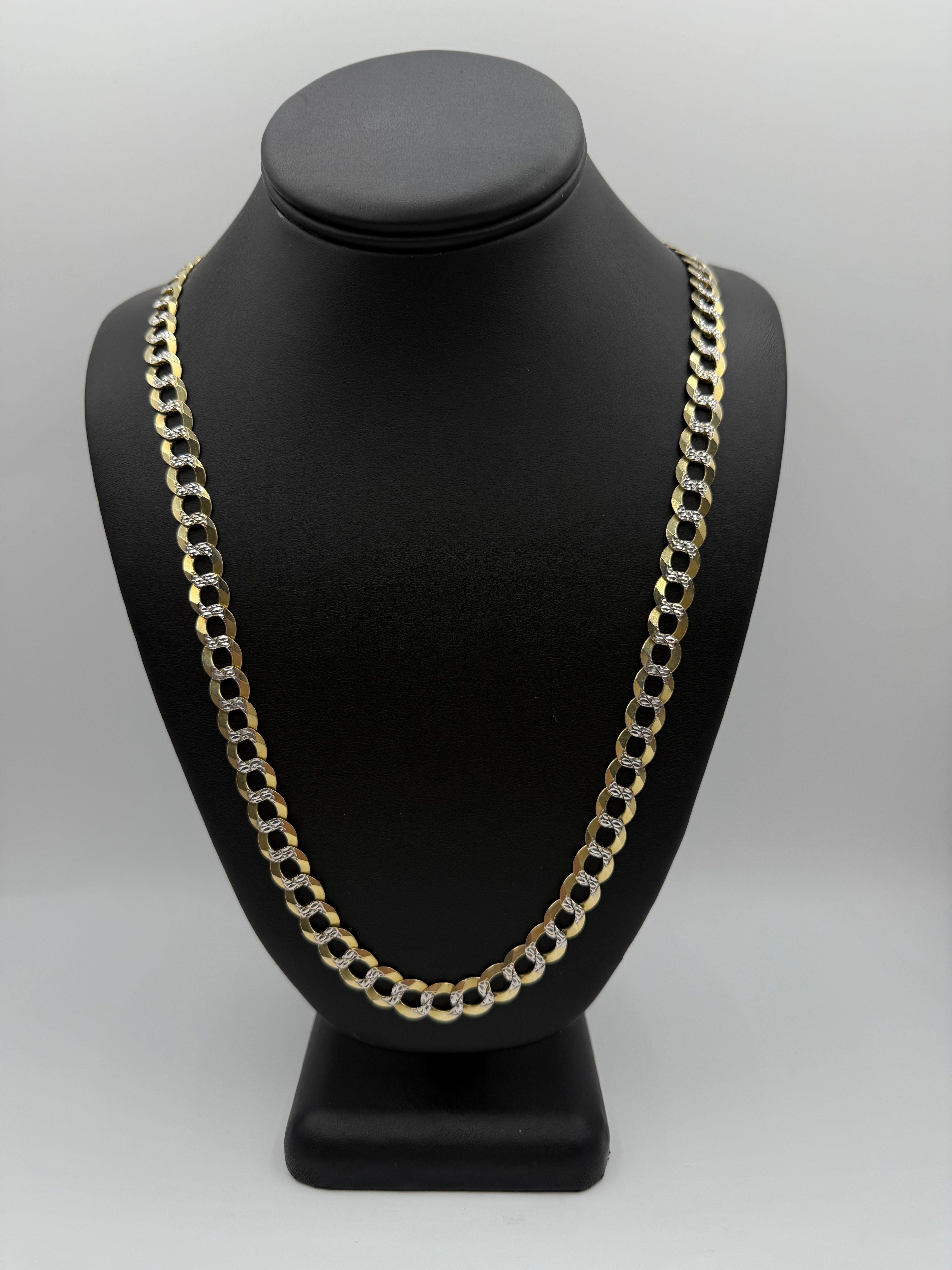14k Solid Cuban Two-tone Solid