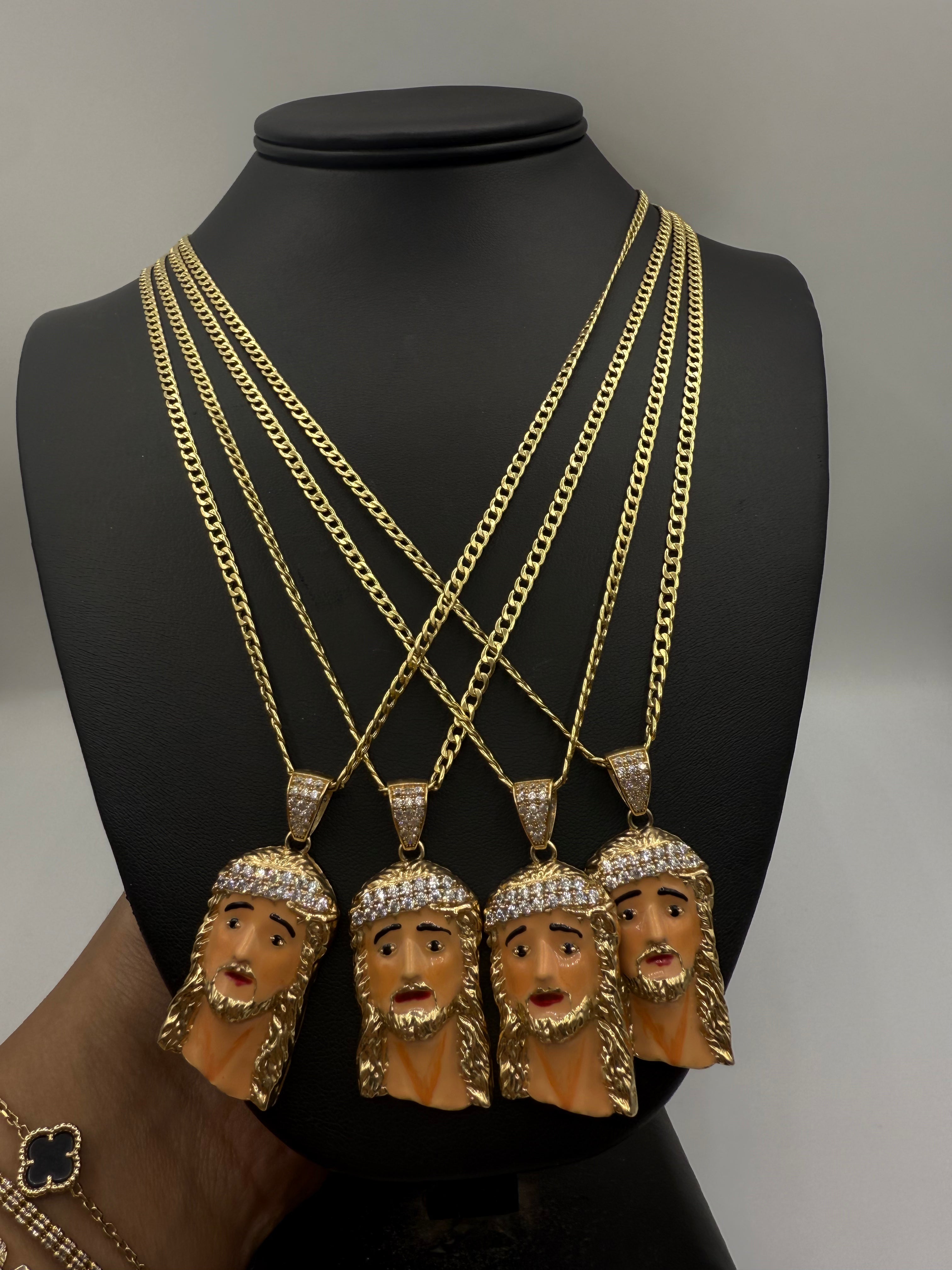 14k Cubana con Medalla de Cristo