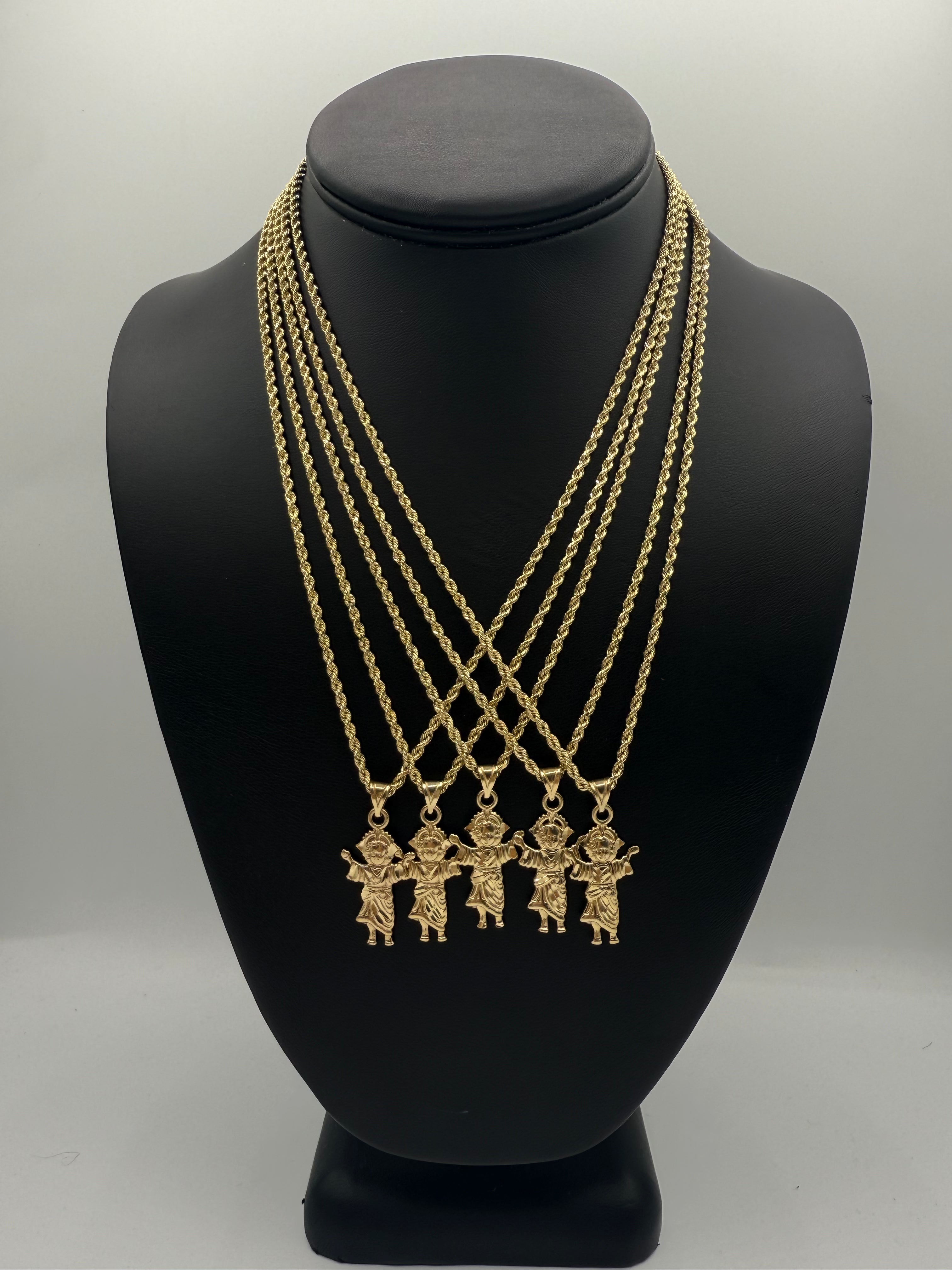 14k Rope Chain con Medalla Divino Nino