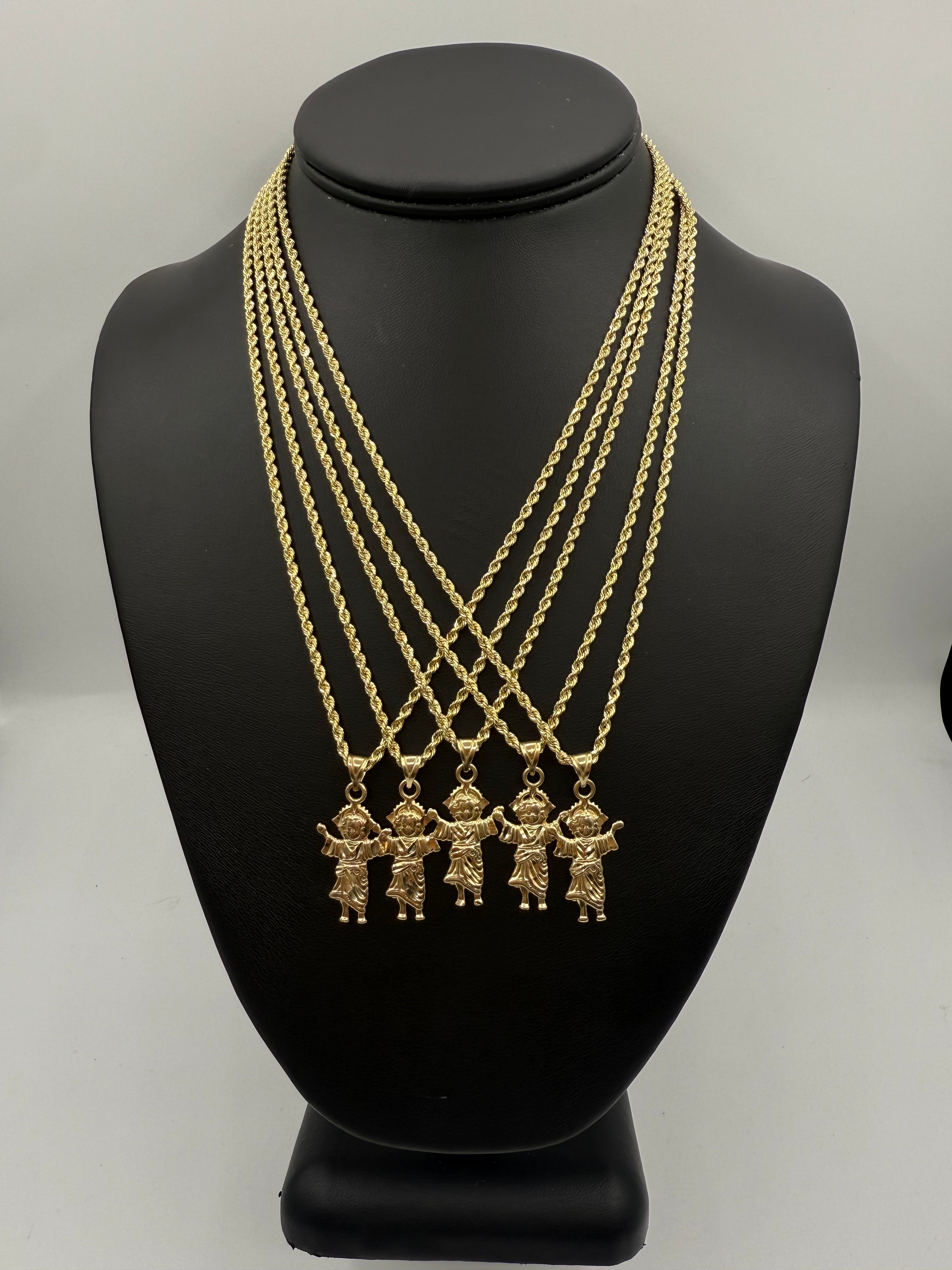 14k Rope Chain con Medalla Divino Nino