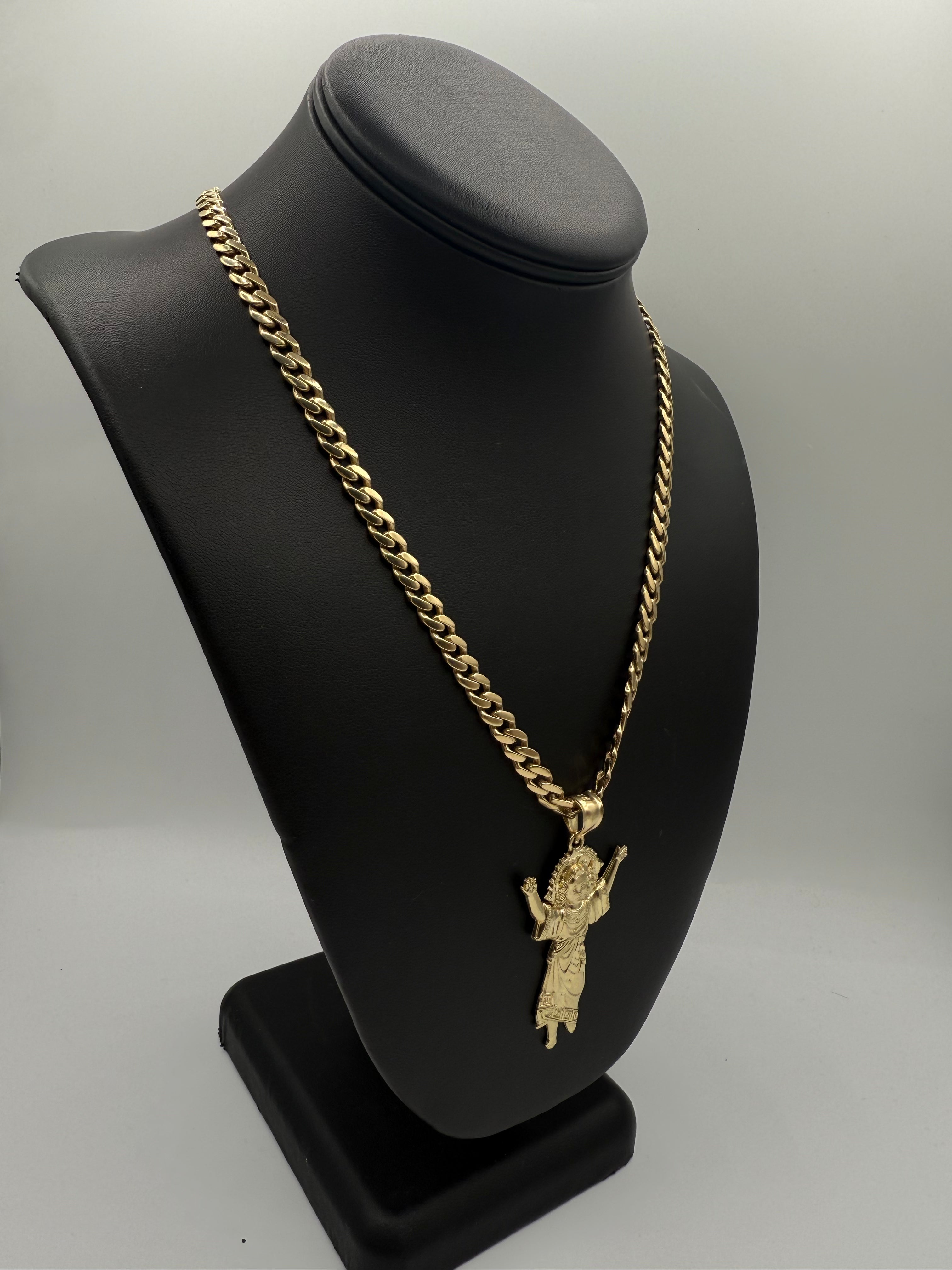 14k Monaco chain con medalla de cristo