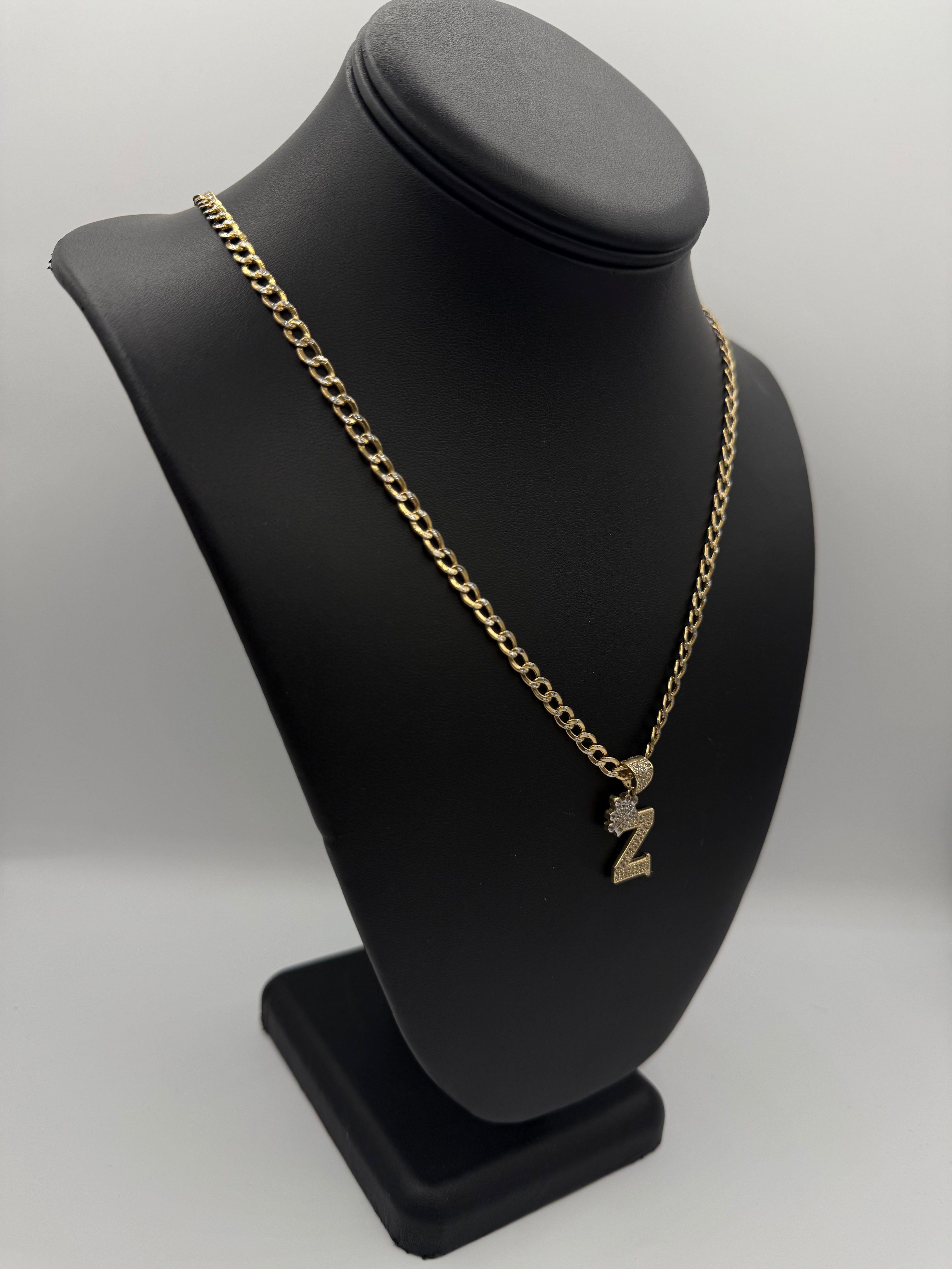 14k Cubana dos tonos mas medalla de letra