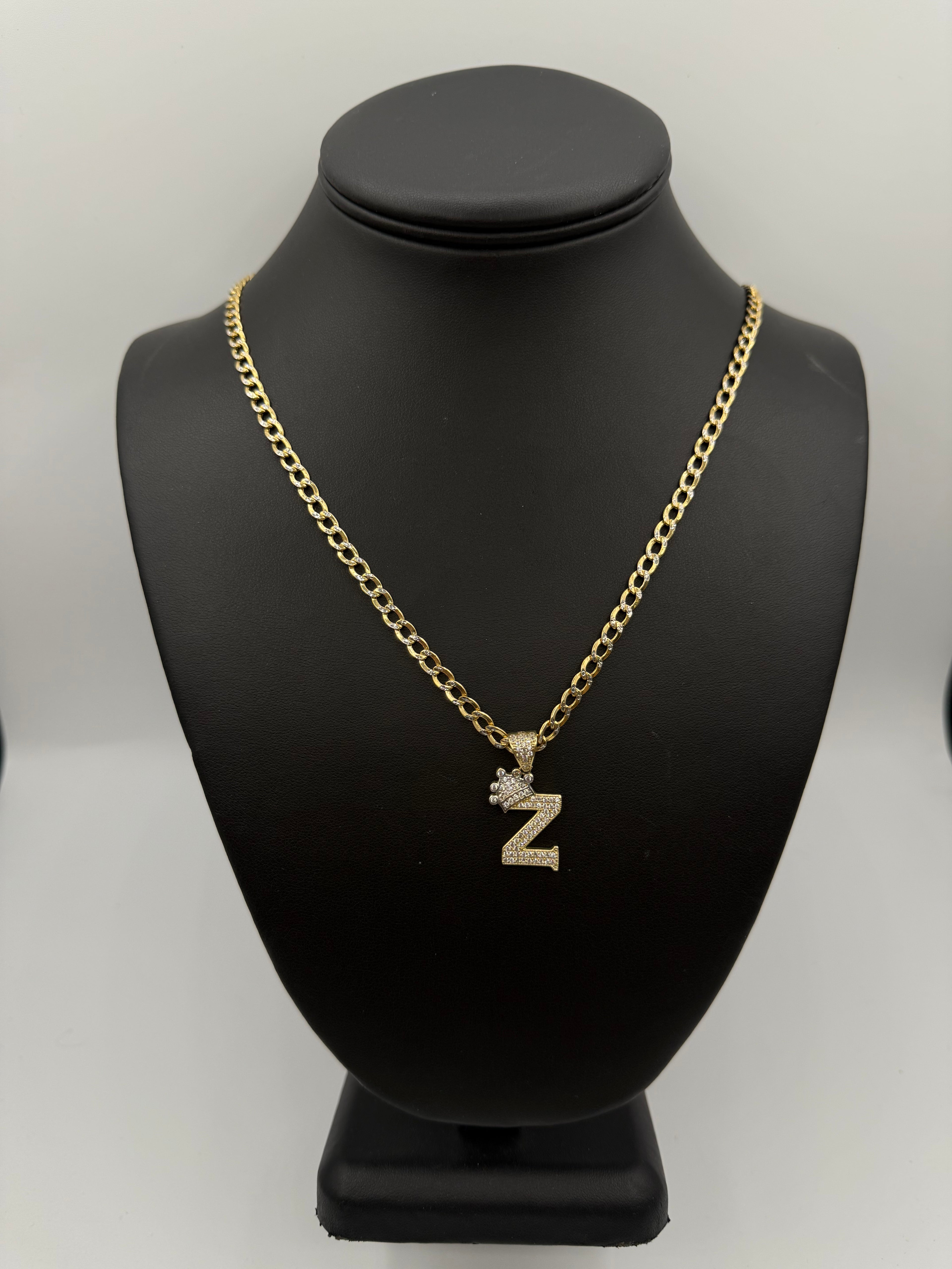 14k Cubana dos tonos mas medalla de letra